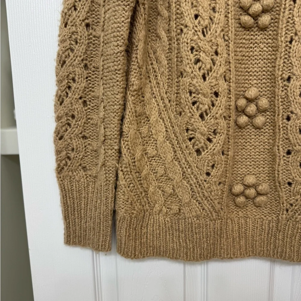 J.Crew Cable Knit Pointelle Sweater With Popcorn Flowers Size XS